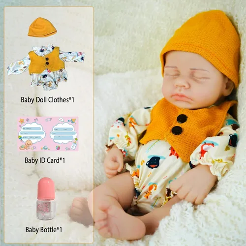 Miniatura 4 de Muñecas de bebé Reborn que se ven reales - 12 pulgadas Cuerpo completo de silicona Niña bebé durmiendo hecha a mano Cara realista Detalles