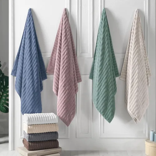 Miniatura 5 de Classic Turkish Towels - Juego de toallas de baño de algodón extragrande de alta calidad, gruesas y absorbentes, toallas de baño de lujo acanaladas
