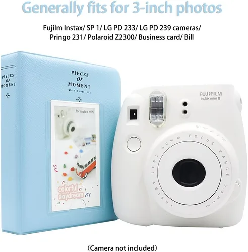 Miniatura 3 de Ablus - Álbum de fotos con 64 bolsillos para fotos instantáneas de cámaras Fujifilm Instax Mini 7s 8 8+ 9 25 26 50s 70 90 y letrero, pequeño Azul-3