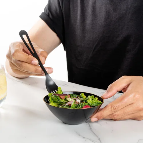 Miniatura 6 de Restaurantware -Moderna - Cuencos de plástico de 6 onzas, 20 cuencos de ensalada desechables duraderos - Con borde dorado, resistente, cuenco
