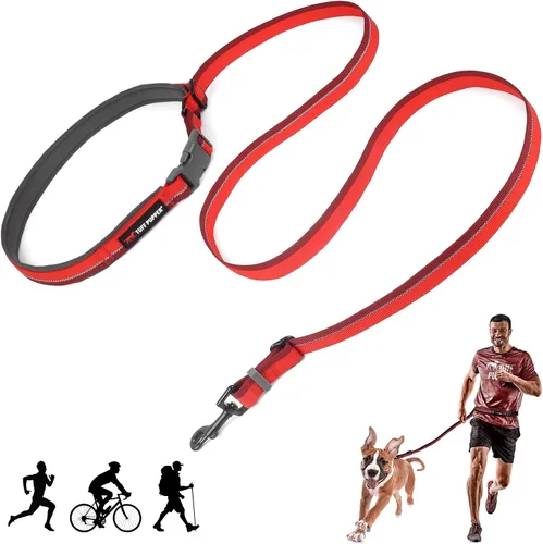 Miniatura 7 de Correa de perro Tuff Pupper con manos libres de longitud ajustable Ligera para correr, trotar, caminar Cinturón acolchado (61-127 cm) Se