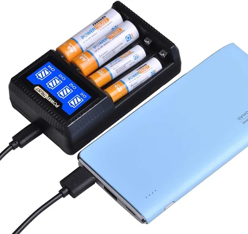 Miniatura 5 de Paquete de 4 baterías recargables AA de 2800 mAh y cargador USB LCD para baterías recargables AA AAA Ni-MH con 4 ranuras