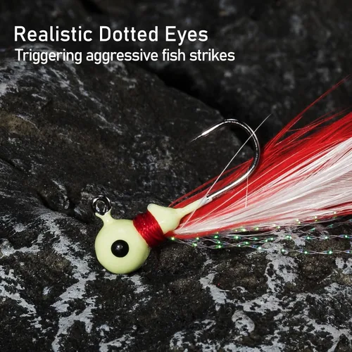 Miniatura 3 de Dr.Fish Paquete de 10 anzuelos de marabú para pesca de agua dulce, anzuelos de pesca para lubina, trucha, lucioperca, bola redonda, señuelo Bluegill