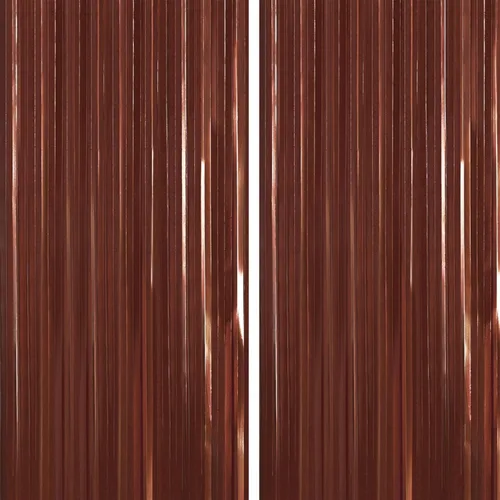 Cortina de papel de aluminio PartyWoo 2 piezas, 3.3x6.6 pies de oropel marrón metálico, cortinas de flecos de papel de aluminio, decoraciones de