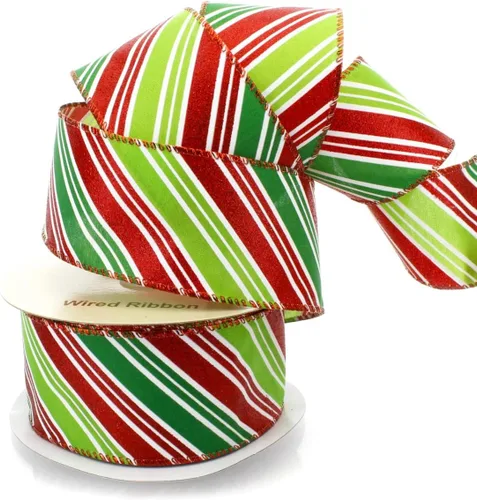 Miniatura 14 de Bastones de caramelo en cinta blanca con alambre de 2 1/2 pulgadas por 10 yardas