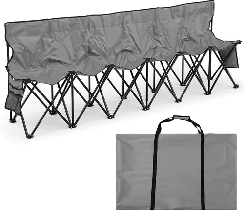 Miniatura 26 de Kigley Banco de fútbol plegable de 6 asientos, banco lateral portátil de equipo deportivo para campamento de fútbol, viajes, eventos, asientos al