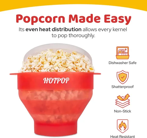 Miniatura 4 de El Hotpop Original - Palomitero para microondas, máquina de palomitas de maíz de silicona, cuenco plegable sin BPA y apto para lavavajillas - 20