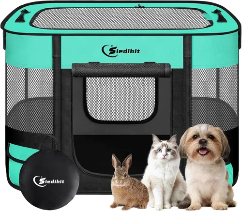 Miniatura 19 de Corralito para perros, gatos y mascotas, corralito portátil para perros en interiores y exteriores, viajes, camping, carpa jaula plegable para Gris