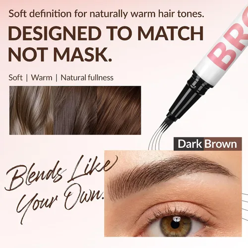 Miniatura 3 de BEPHOLAN Lápiz de cejas marrón líquido de 4 tenedores y punta de pincel preciso, cejas naturales similares al cabello, larga duración durante todo