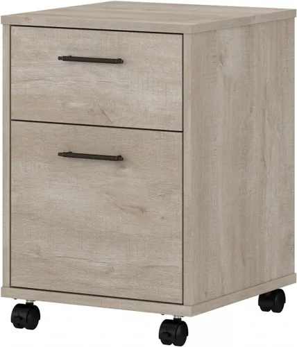 Bush Furniture Key West - Archivador con 2 cajones | Organización móvil para oficina en casa | Pequeño almacenamiento debajo del escritorio sobre