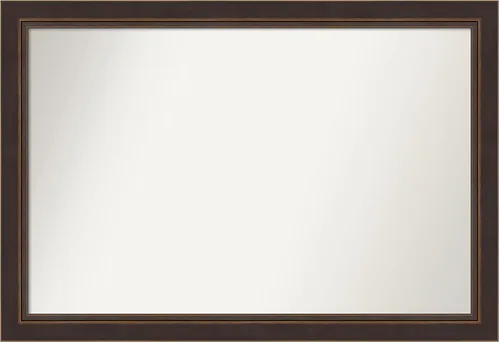 Miniatura 340 de Amanti Art Espejo de baño de bronce para sobre el fregadero, 24 x 24 pulgadas, espejo cuadrado de bronce Lara para tocador, marco de madera