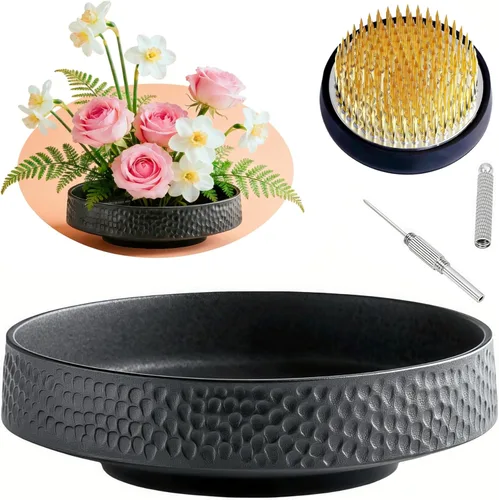 Kit de jarrón japonés Ikebana de flores de rana japonesa, suministros para arreglar flores, contenedor de flores con herramienta de enderezamiento