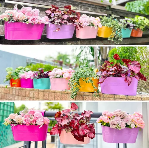 Miniatura 9 de LaLaGreen - Maceta colgante para exteriores (11.2 pulgadas, paquete de 6) rosa claro, morado claro, turquesa, rosa neón, amarillo, naranja, caja
