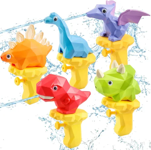 Pistolas de agua de dinosaurio para niños, 5 unidades, pistolas de dino para piscina de agua al aire libre, juguetes para niños de 2 a 4 y 3 a 5