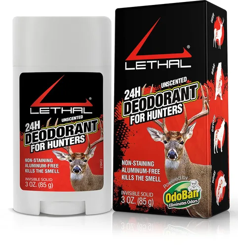 LETHAL Desodorante en barra para cazadores, protección las 24 horas para hombres y mujeres, sólido invisible, sin aluminio, sin perfume, 3 onzas