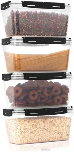 Miniatura 7 de Contenedor de almacenamiento de alimentos sellados rectangulares gruesos, juego de 4 litros/135 onzas, contenedor de almacenamiento para crujientes