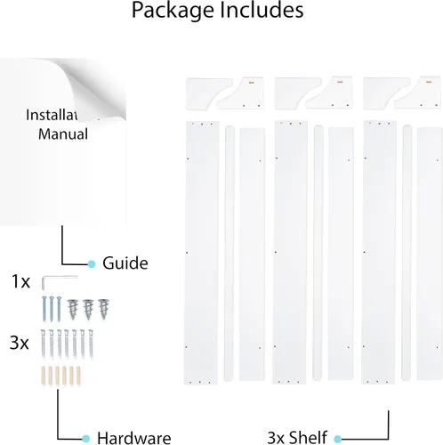Miniatura 6 de Conjunto de 3 estanterías de pared resistentes de madera de abedul para habitaciones infantiles