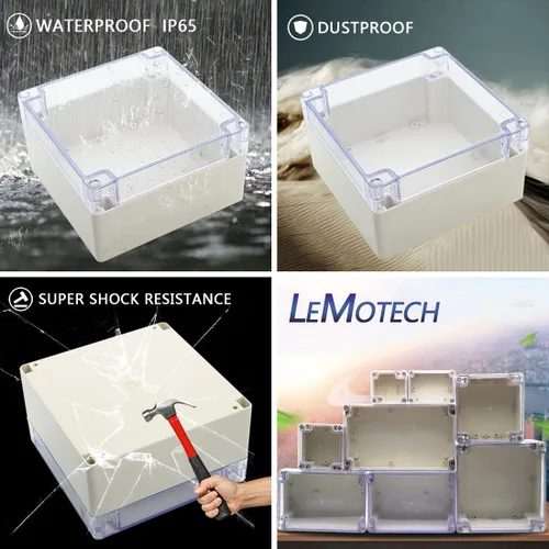 Miniatura 7 de LeMotech Caja de conexiones de plástico ABS a prueba de polvo, impermeable, IP65, caja de recinto eléctrico universal para proyectos, color gris