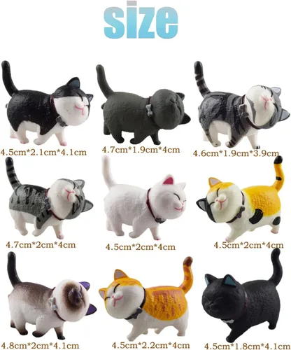 Miniatura 7 de 9 piezas de lindas figuritas en miniatura de gatos, adorable diseño de jardín de hadas, lindos gatitos para jardín del hogar, lindos cupcakes