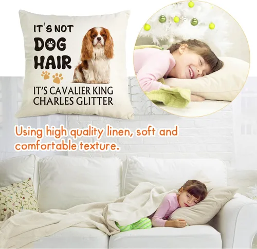 Miniatura 5 de OUZ It's Cavalier King Charles - Funda de almohada con purpurina, no es pelo de perro, divertida funda de almohada, regalo para los amantes