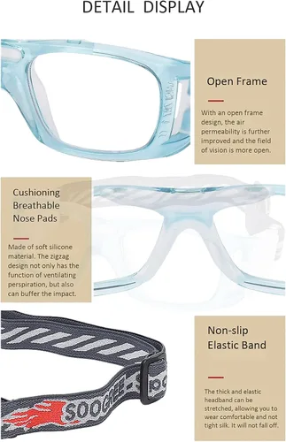 Miniatura 5 de Gafas deportivas – Gafas protectoras de baloncesto con lente extraíble y correa ajustable para gafas