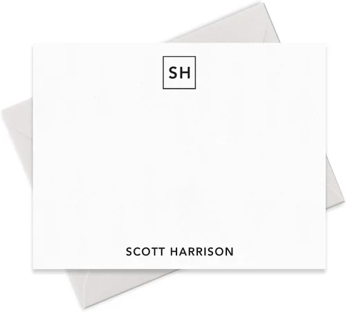 Miniatura 11 de Tarjetas de notas personalizadas con sobres, juego de papelería para hombres o mujeres con monograma y nombre - Papelería monogramada, tarjetas