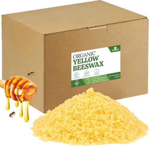 YASNAY Gránulos de cera de abeja amarilla 10LB, 100% cera de abeja orgánica, cera de abeja para hacer velas, cuidado corporal, cuidado de la piel