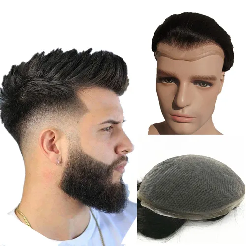 Miniatura 10 de N.L.W. Sistema de reemplazo de cabello para hombre NLW pelo humano toupee para hombres con encaje HD suave fino Super Swiss 10x8 tamaño base pelos