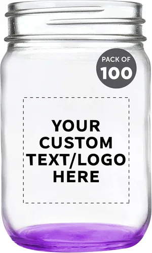Miniatura 50 de DISCOUNT PROMOS Tarros de vidrio decorativos personalizados de 12 onzas, juego de 50 unidades, tarros de vidrio para avena durante la noche, dulces