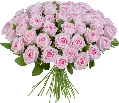 Miniatura 18 de Flores artificiales, rosas táctiles, ramo de rosas falsas, tallo de flores para centros de mesa de boda, corona de bricolaje, decoración del hogar