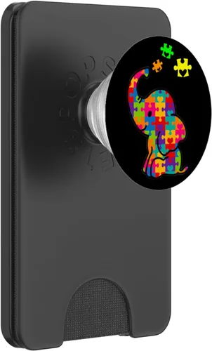Miniatura 7 de Advertencia sobre el autismo elefante regalo amor sensorial juguetes autistic lo – PopSockets agarre y soporte para teléfonos y tabletas, Negro