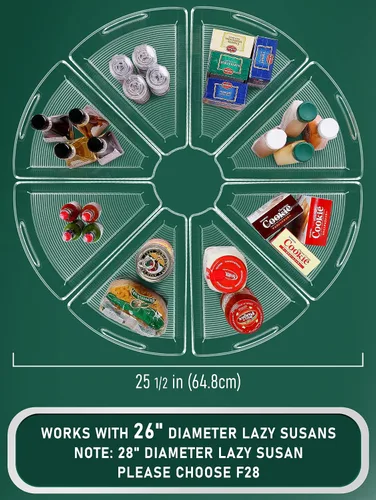 Miniatura 2 de JEISSLIA Lazy Susan - Contenedores organizadores de gabinete para organizador de esquina de 26/28/32 pulgadas de diámetro, contenedor