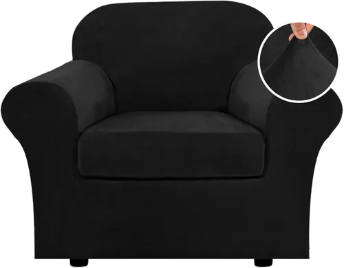 Miniatura 87 de H.VERSAILTEX - Funda elástica para sofá de 3 piezas, de suave terciopelo afelpado, para sofá biplaza con 2 cojines de hasta 72 pulgadas de ancho, se