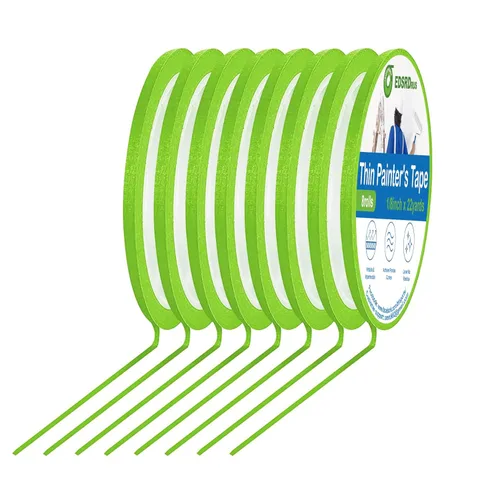 Miniatura 19 de EDSRDRUS Cinta Fina para Pintores 1/8, 1/4, 1/2 pulgada de Ancho Cinta para Pintor Cinta de Pintura, Cinta de Enmascarar, Cinta de Rayas, Cinta