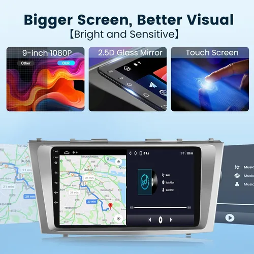 Miniatura 7 de Radio de coche 5GHz-WiFi 2G+64G para Toyota Camry 2006 2007 2008 2009 2010 2011 con CarPlay Android Auto, 9 pulgadas pantalla táctil Android 15