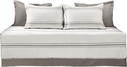 Miniatura 8 de Lush Decor Juego para sofá cama de 3 piezas, a rayas, estilo rústico, color gris