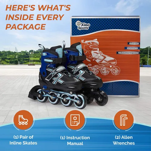 Miniatura 5 de Xino Sports Patines en línea para niños y niñas – Patines ajustables con ruedas iluminadas LED – Patines juveniles para interiores y exteriores