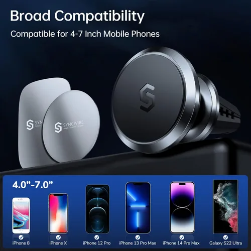 Miniatura 6 de SYNCWIRE Soporte magnético para teléfono para automóvil, giratorio de 360°, imanes súper fuertes, ventilación de aire, soporte para teléfono celular