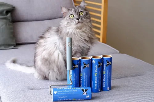 Miniatura 6 de Rodillo de pelusa de superficie grande extra pegajoso, rodillo gigante de 6.3 pulgadas para pelo de mascotas, rodillo removedor de pelusa para pelo