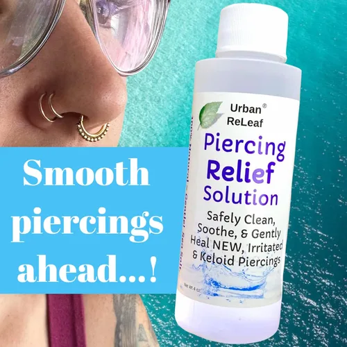 Miniatura 5 de Urban ReLeaf Solución de alivio de piercings. Limpia, calma y cura suavemente los piercings nuevos, irritados y queloides. Sal marina 100% natural