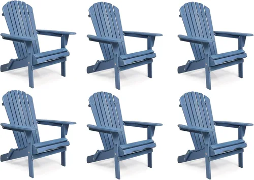 Miniatura 15 de Silla Adirondack plegable de madera de gran tamaño con respaldo y tabla de asiento premontados, silla de descanso para patio al aire libre, jardín