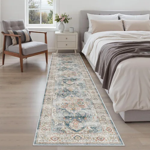 Miniatura 538 de Madane Tapete lavable de 2 x 10 pies para pasillo, cocina, recibidor, clásico, suave, antideslizante para interiores, casa de campo, baño, sala