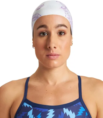 Miniatura 4 de Gorro de natación de silicona moldeado Arena Sirene para mujeres, súper elástico y duradero, gorro de baño para cabello largo, ajuste ajustado
