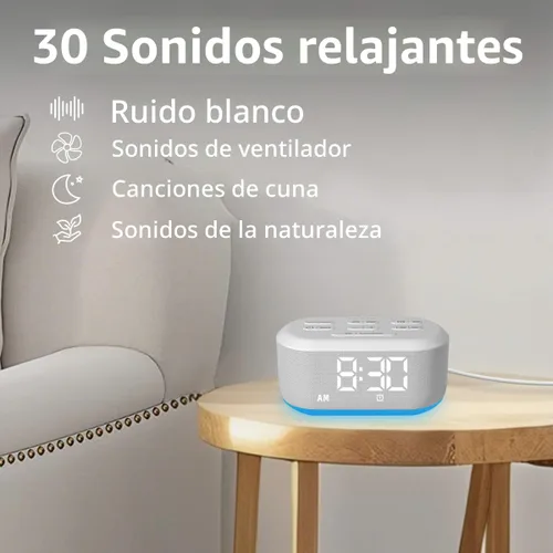 Miniatura 4 de Máquina de sonido con 30 sonidos relajantes, máquina de ruido blanco, luz nocturna de 12 colores para bebés, adultos, niños, máquinas de dormir, 36