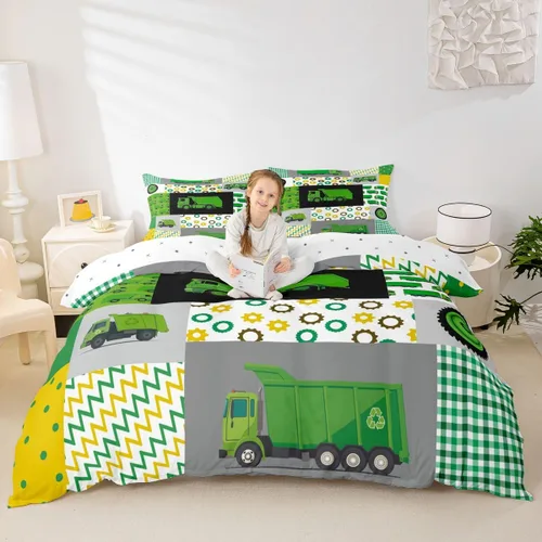 Miniatura 10 de Feelyou Race Car Duvet Cover Twin Size Boys Girls Speed Sports Car Bedding Set Breathable Soft Racing Comforter Cover 2Pcs Black White Checked