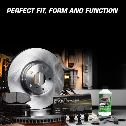 Miniatura 6 de Hart Brakes Kit de frenos y rotores traseros delanteros Pastillas de freno delanteras y traseras Rotores y pastillas de frenos Pastillas