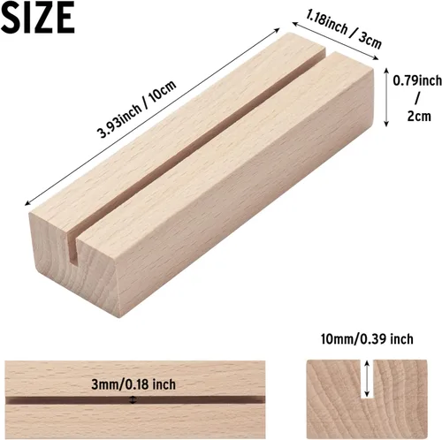Miniatura 2 de 12 soportes de madera para tarjetas de lugar, soporte de postal de madera, soportes de números de mesa, soporte de letrero de acrílico rústico