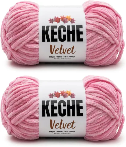 Miniatura 99 de Keche Hilo de terciopelo para ganchillo, manta de felpilla suave, voluminosa, hilo amigurumi, 3.53 oz (132 yardas), color azul bebé