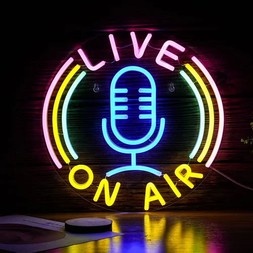 Miniatura 9 de Letrero de neón de música en vivo rosa azul con palabras LED, luces de neón para decoración de pared, luz de neón musical para dormitorio, sala