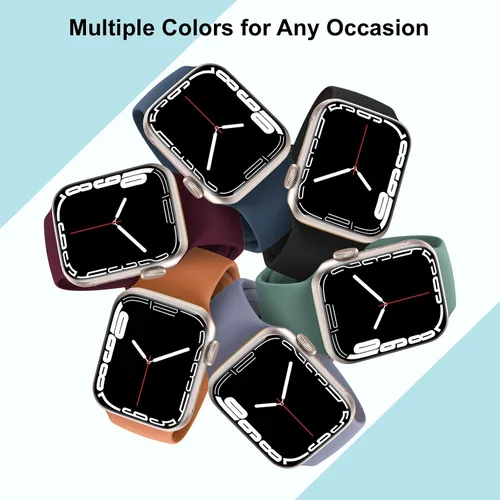 Miniatura 4 de Paquete de 6 correas compatibles con Apple Watch de 1.496 in 1.575 in 1.614 in 1.654 in 1.732 in 1.772 in 1.929 in, correas deportivas de silicona
